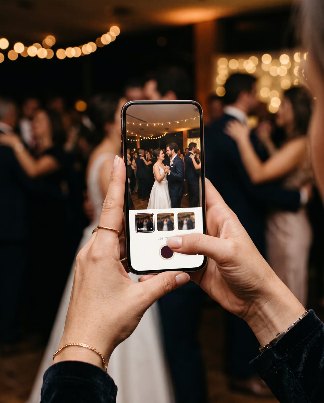 Guests photographing the couple on the dance floor.